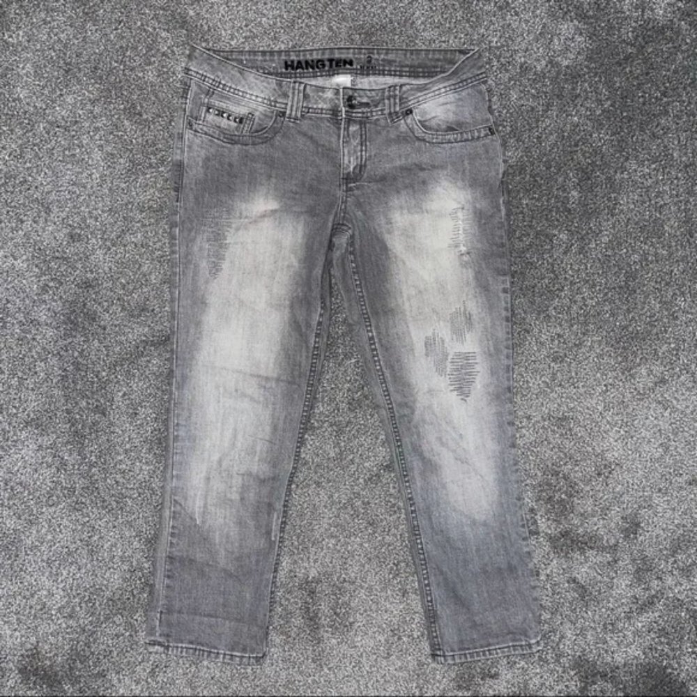 Hang Ten Women’s Size 9 Skinny Ankle Jeans Gray Distressed